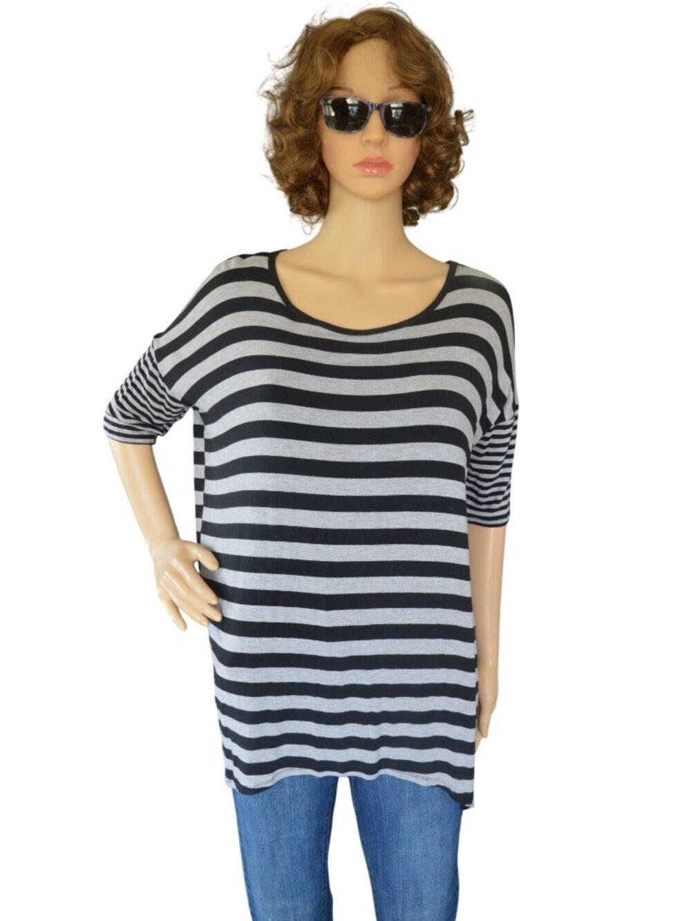 LuLaRoe Striped Irma Tunic Black Gray Oversized Women Size XS Casual Loungewear